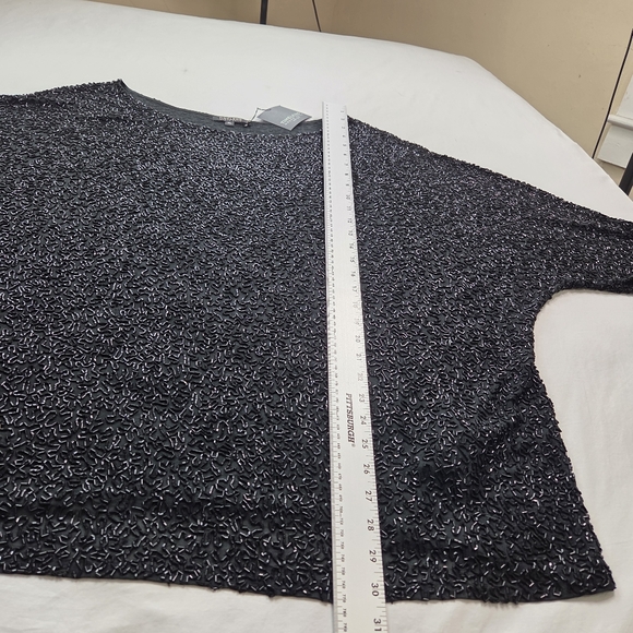 NWT Naeem Khan Timeless Black Beaded Tunic Top  XL Side Zippers Evening Party - Picture 13 of 15